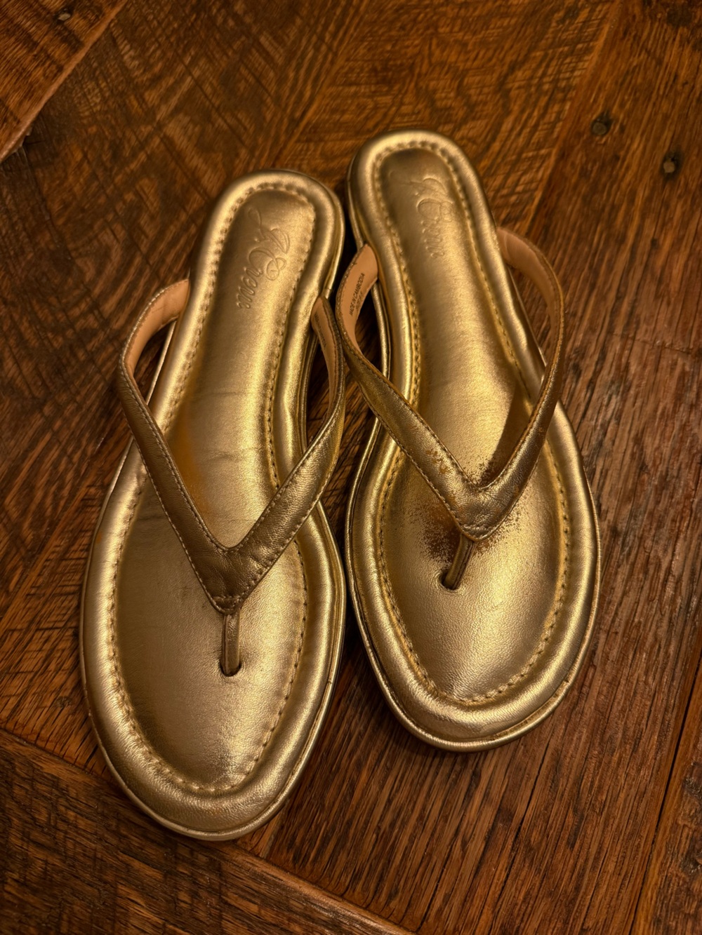 J. Crew Metallic Gold Thong Sandals